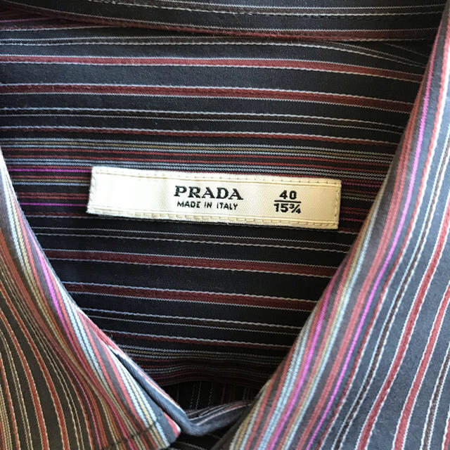 PRADA(プラダ)の定6.5万 PRADA プラダ マルチストライプコットン長袖シャツ40 メンズのトップス(シャツ)の商品写真