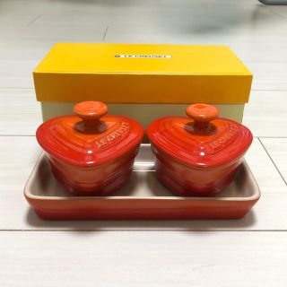 ルクルーゼ(LE CREUSET)のル・クルーゼ プチ ラムカン ダムール セット オレンジ ハート ルクルーゼ(食器)