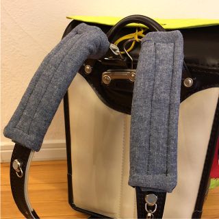 ハンドメイド ランドセル肩カバー  ダンガリー 裏 ブラック(外出用品)