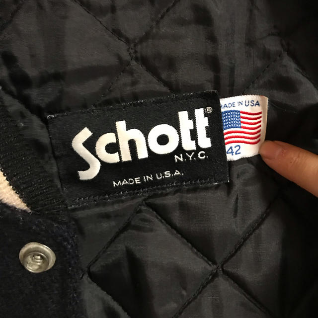 schott(ショット)のSchott ショット スタジャン レザースタジャン ブルゾン MA1 袖レザー メンズのジャケット/アウター(スタジャン)の商品写真