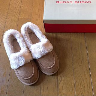 シュガーシュガー(Sugar Sugar)のシュガーシュガー ムートン風モカシン キャメル Ｍサイズ(スリッポン/モカシン)