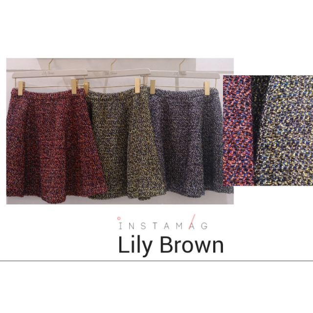 Lily Brown(リリーブラウン)のツイードスカート　RED　赤　Aラインスカート レディースのスカート(ひざ丈スカート)の商品写真