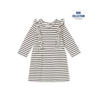 プチバトー(PETIT BATEAU)の新品未使用 プチバトー  フリル ボーダー ワンピース(ワンピース)