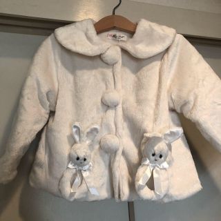 ユニクロ(UNIQLO)のふわふわうさぎコート ジャケット 白 子供 女の子 ピィー・カブ(コート)