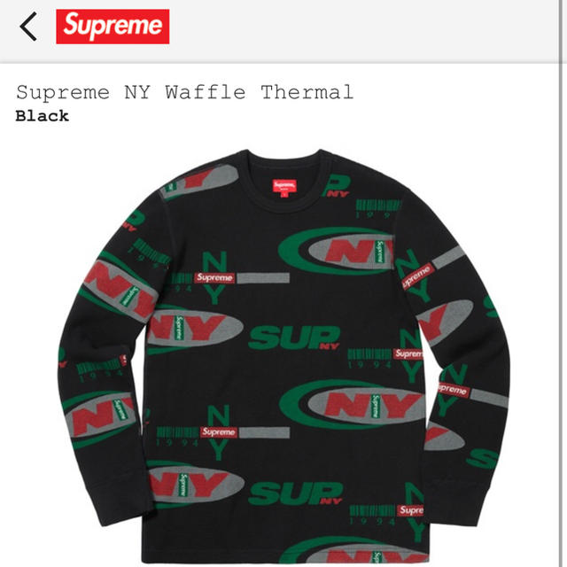 Supreme NY waffle thermal M Black シュプリーム