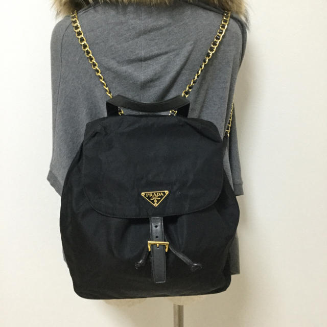 PRADA】ナイロンチェーンリュック☆ギャランティカード付きお値下げ