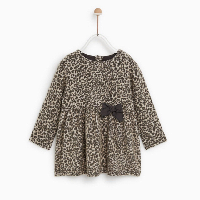 ZARA KIDS(ザラキッズ)の【未使用】ZARA kids♡レオパードワンピース キッズ/ベビー/マタニティのキッズ服女の子用(90cm~)(ワンピース)の商品写真