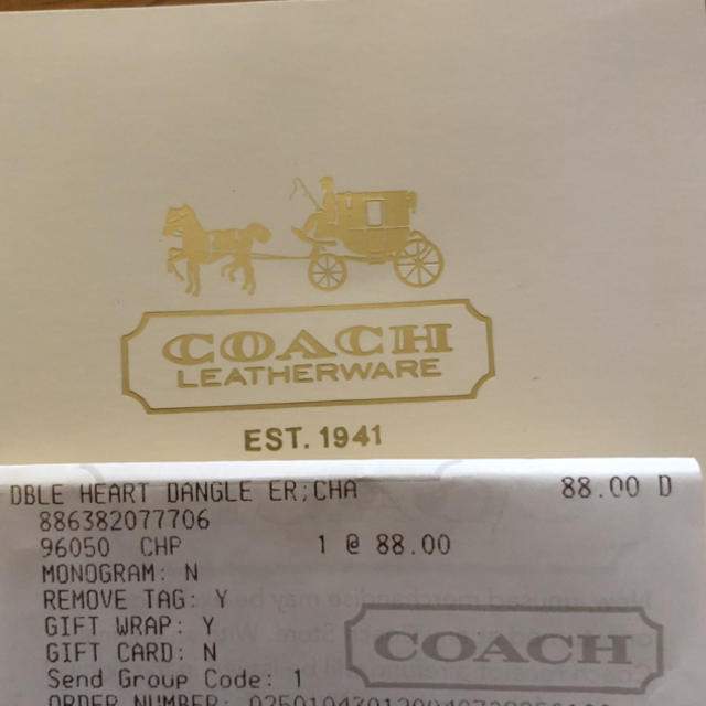 COACH(コーチ)のCOACH ハート ピアス レディースのアクセサリー(ピアス)の商品写真