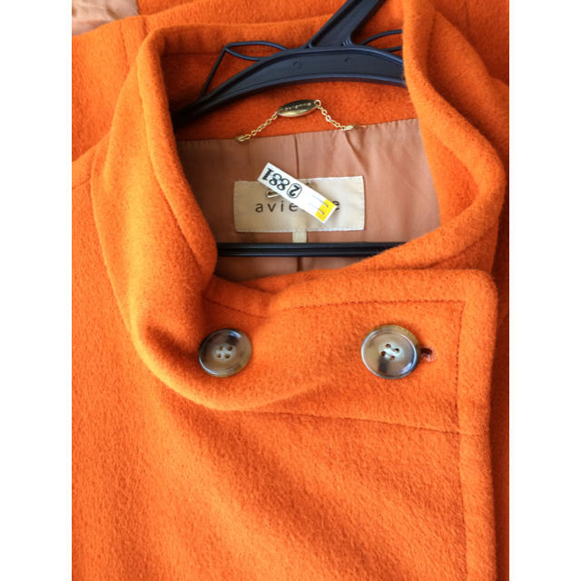 22 OCTOBRE(ヴァンドゥーオクトーブル)のavienneアヴィエンヌ東京スタイルコート38オレンジアンゴラコート明るい色 レディースのジャケット/アウター(ロングコート)の商品写真