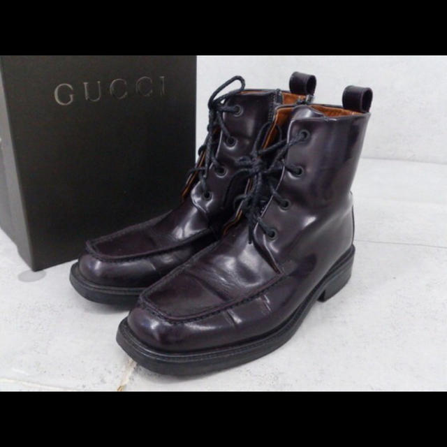 Gucci - □ GUCCI グッチ レースアップ ショート ブーツ 36C パープル