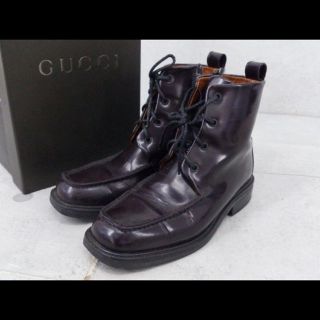 グッチ(Gucci)の■ GUCCI グッチ レースアップ ショート ブーツ 36C パープル(ブーツ)