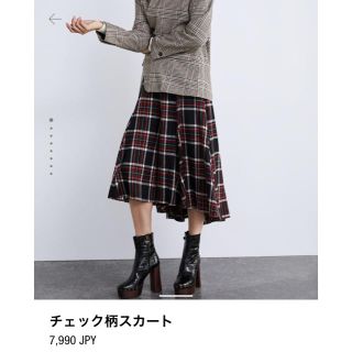 ザラ(ZARA)のzara チェック柄スカート(ひざ丈スカート)