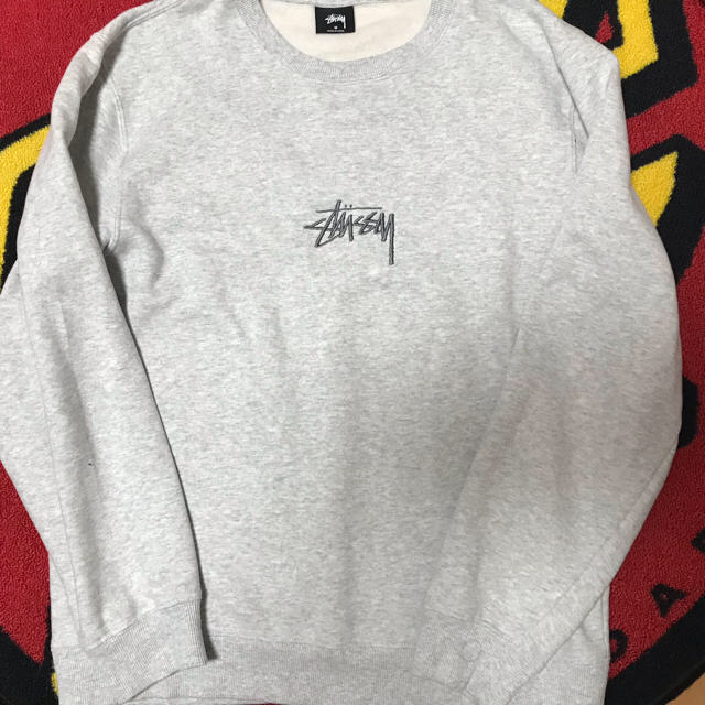 【人気Lサイズ】STUSSY センターロゴ スウェット トレーナー グレー