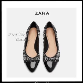 ザラ(ZARA)の未使用ZARAツイード フラットパンプス(バレエシューズ)