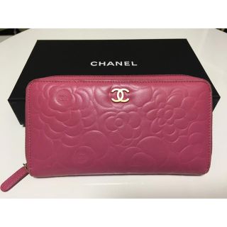 シャネル(CHANEL)のCHANEL ラウンド 長財布 カメリア ピンク(財布)