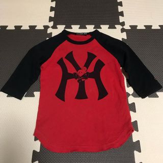 ヒステリックミニ(HYSTERIC MINI)の【最終】HYSTERIC MINI -ラグラン七分袖Tシャツ- ブラック×レッド(Tシャツ/カットソー)