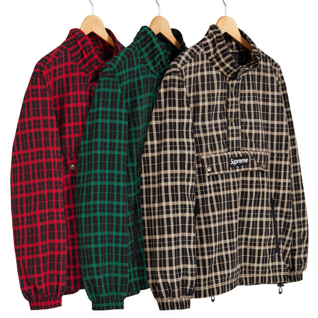 18aw Supreme Nylon Plaid Pullover Tan M - ナイロンジャケット