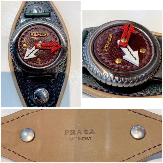 PRADA(プラダ)のプラダ 時計型 ブレスレット 美品 未使用品 レザー レディースのアクセサリー(ブレスレット/バングル)の商品写真