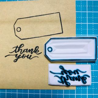 消しゴムはんこ☻ THANKYOU＆タグ枠セット(はんこ)