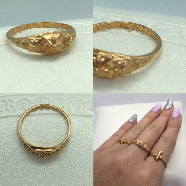 クロムハーツTINY PIRAMID RING 22K ゴールド レア リング