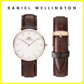 ダニエルウェリントン(Daniel Wellington)の【国内保証付】ダニエルウェリントン 36mm　ゴールド　ブラウン(腕時計)