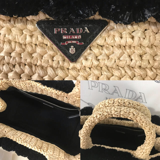 PRADA(プラダ)のsssasan様 プラダ 希少 ラフィア ポンポン  国内正規品 /1BG889 レディースのバッグ(かごバッグ/ストローバッグ)の商品写真