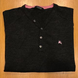 バーバリーブラックレーベル(BURBERRY BLACK LABEL)の美品 Burberry Black label ヘンリーネック ニット  L(ニット/セーター)