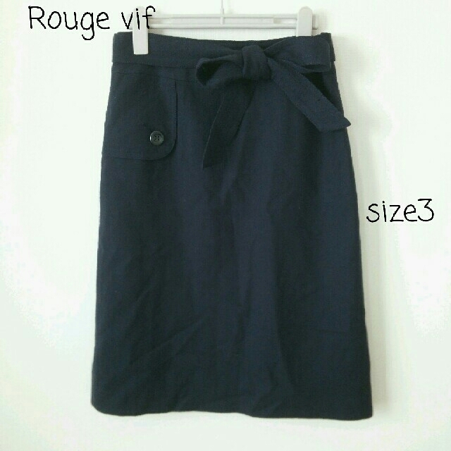 Rouge vif(ルージュヴィフ)のSize3【Rouge vif】ネイビー レディースのスカート(ひざ丈スカート)の商品写真