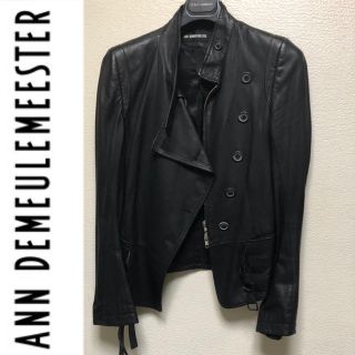 アンドゥムルメステール(Ann Demeulemeester)のアンドゥムルメステール ラムレザーライダースジャケット(ライダースジャケット)