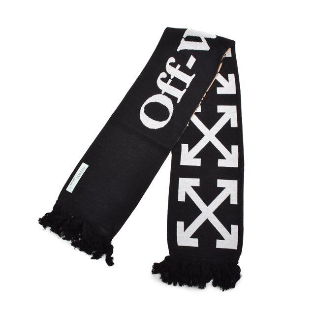 OFF-WHITE オフホワイト レオパード柄マフラー ブラック/ブラウン