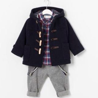 ザラキッズ(ZARA KIDS)のZARA KIDS baby boy ダッフルコート ネイビー 80cm(ジャケット/コート)