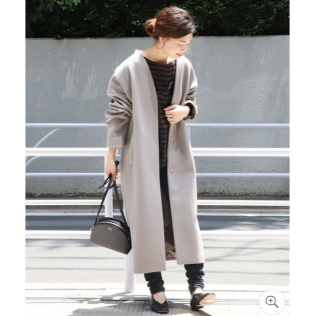 シンメ SINME Vネックコート ロングコート グレー