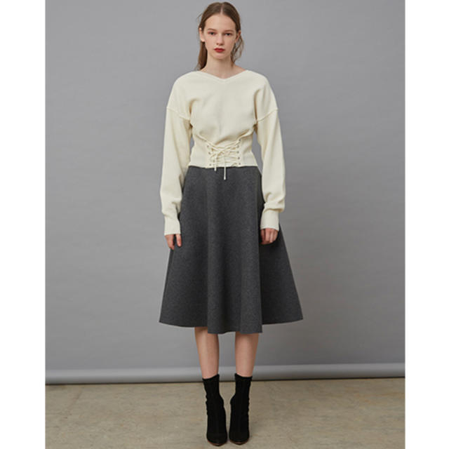 LE CIEL BLEU(ルシェルブルー)のルシェルブルー  メルトンスカート レディースのスカート(ひざ丈スカート)の商品写真