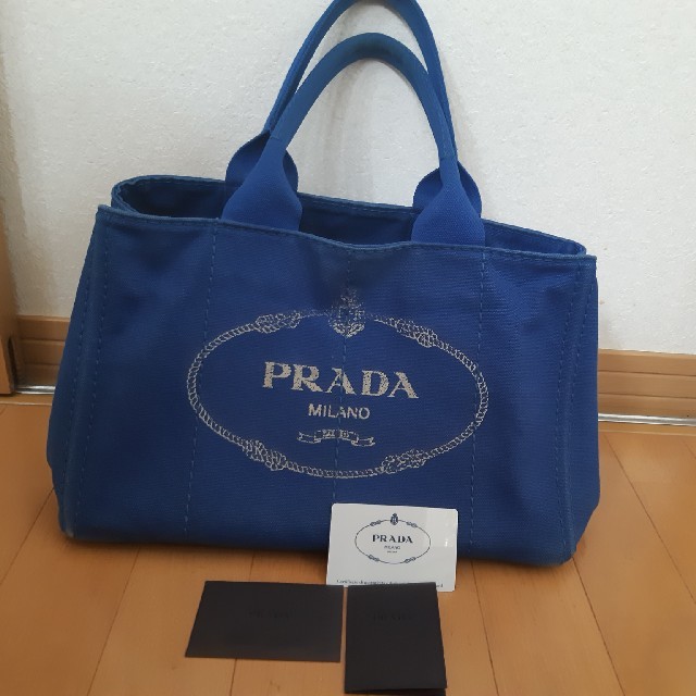高品質 PRADA カナパM ブルー 確実正規品 ハンドバッグ