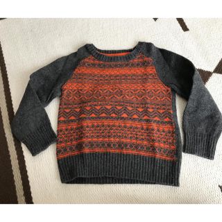 ベビーギャップ(babyGAP)のbaby bap ニット セーター オレンジ グレー  100センチ キッズ(ニット)