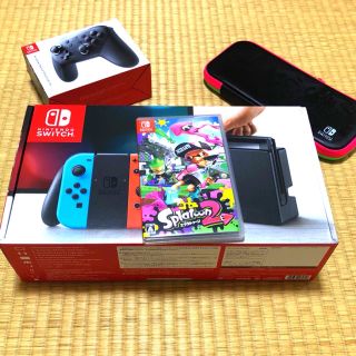 ニンテンドースイッチ(Nintendo Switch)の❗️Switch＋Splatoon2＋Proコントローラー＋オマケ❗️(家庭用ゲーム機本体)