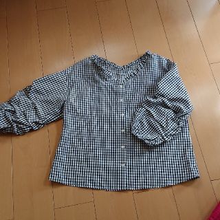 ダブルクローゼット(w closet)の美品 試着のみ 袖コンシャスギンガム七分丈2wayブラウス(シャツ/ブラウス(長袖/七分))