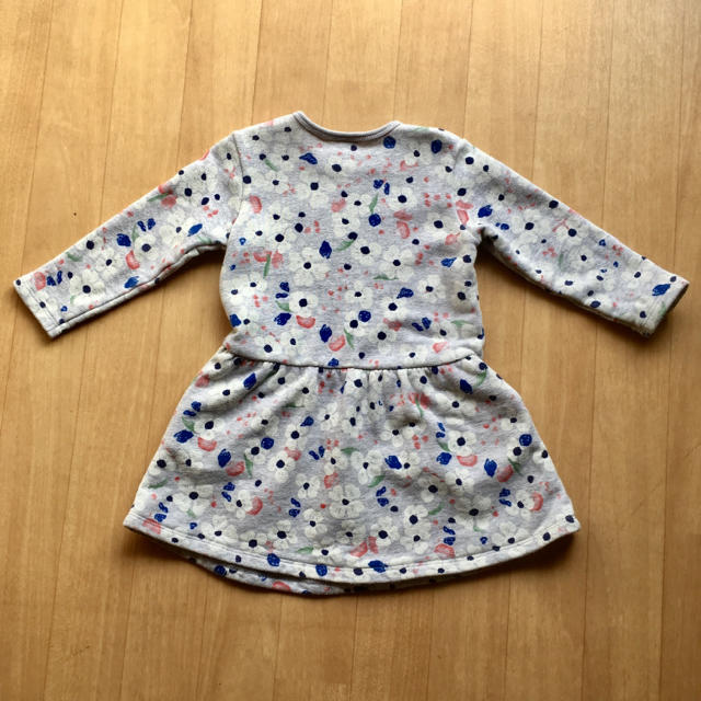 PETIT BATEAU(プチバトー)のプチバトー 18Ｍ 花柄ワンピース スウェット生地 キッズ/ベビー/マタニティのベビー服(~85cm)(ワンピース)の商品写真