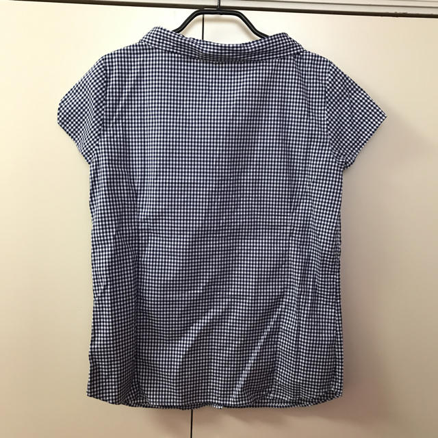 d'un a' dix(アナディス)のunaca ギンガム チェック シャツ 半袖 紺×白 レディースのトップス(シャツ/ブラウス(半袖/袖なし))の商品写真