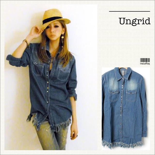 Ungrid(アングリッド)のUngrid♡ビジューデニムシャツ レディースのトップス(シャツ/ブラウス(長袖/七分))の商品写真