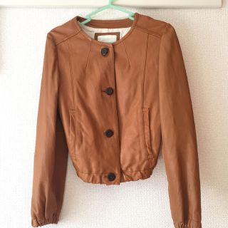 coen - 春物 秋服 本革 ラムレザー ジャケット キャメル ライダースの