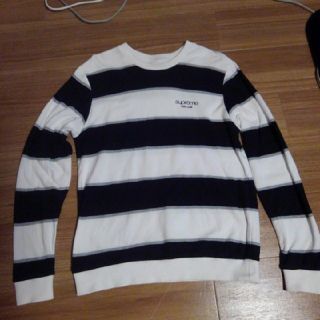 シュプリーム(Supreme)の美品16SS StripePiqueCrewneckボーダークラシックロゴ長袖(スウェット)