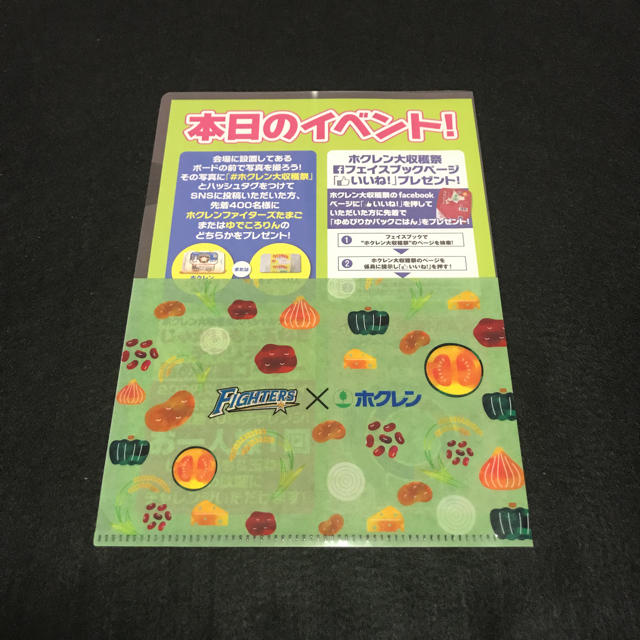 北海道日本ハムファイターズ(ホッカイドウニホンハムファイターズ)の北海道日本ハムファイターズ ホクレン×FIGHTERS クリアファイル スポーツ/アウトドアの野球(記念品/関連グッズ)の商品写真