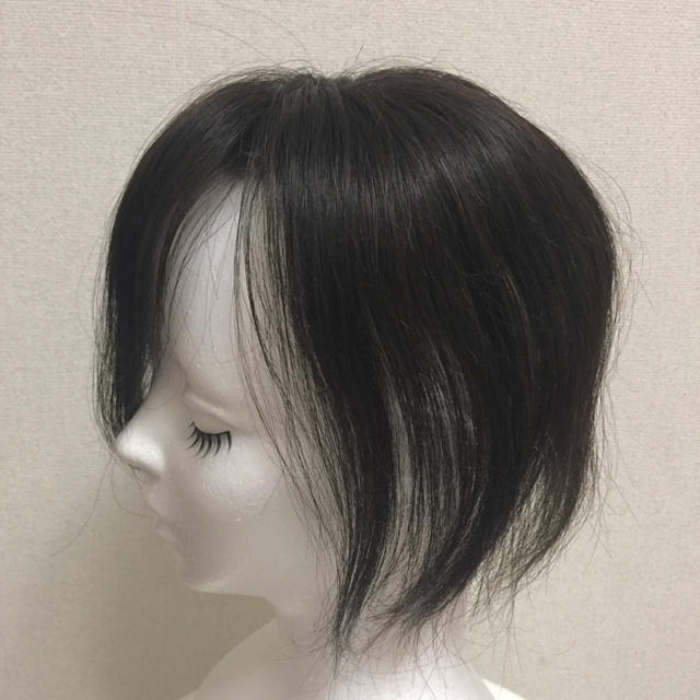 人毛100％ 総手植え 新品 ヘアトップピース 分け目なしタイプ♡ レディースのウィッグ/エクステ(ショートストレート)の商品写真