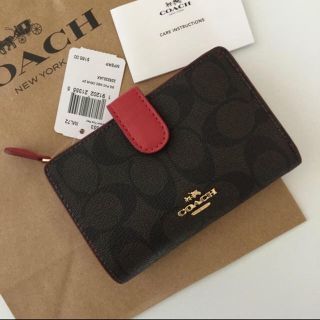 コーチ(COACH)のCOACH コーチ 折り財布 シグネチャー レッド 二つ折り財布(財布)