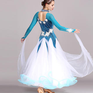 レディース社交ダンス衣装 豪華ダンス競技ドレス ロングワンピース サイズ選択可