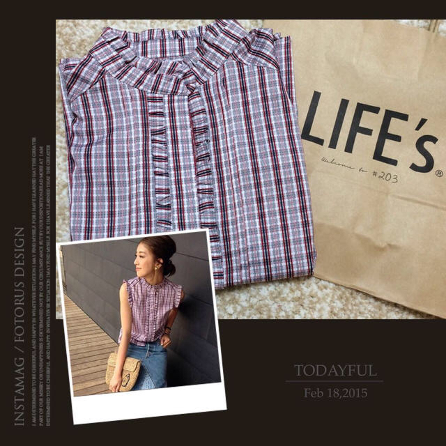 TODAYFUL(トゥデイフル)のチェックフリルシャツ レディースのトップス(シャツ/ブラウス(半袖/袖なし))の商品写真