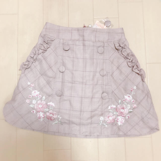 リズリサ(LIZ LISA)のリズリサ 花刺繍 グレンチェック 台形スカート(ミニスカート)