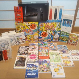 ウィー(Wii)の美品 Wii 黒本体&ソフト多数豪華セット‼ マリオカート パーティ 太鼓の達人(家庭用ゲームソフト)