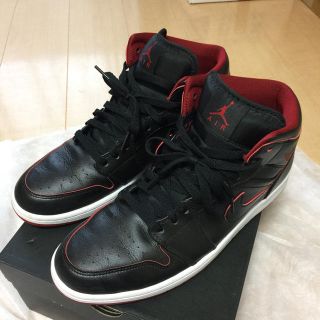 ナイキ(NIKE)のナイキ AIR JORDAN 1 MID 黒赤 28cm 3回使用品(スニーカー)